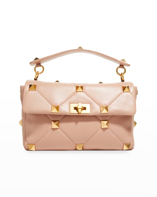 Valentino Garavani Rockstud Quilted Large Shoulder Bag, Beige