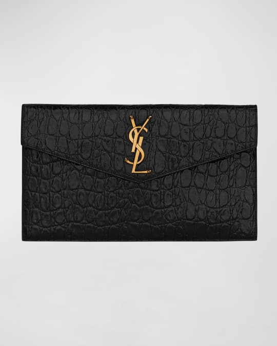 Saint laurent uptown monogram flap leather pouch 2025