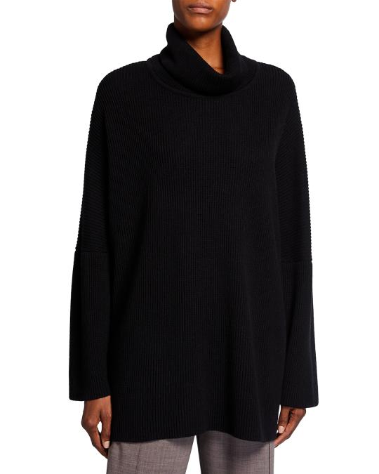 Eskandar Turtleneck Ribbed Silk-Cashmere Sweater | Neiman Marcus