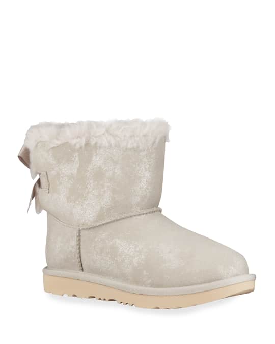 UGG Girl s Mini Bailey Bow II Metallic Suede Boots Kids Neiman