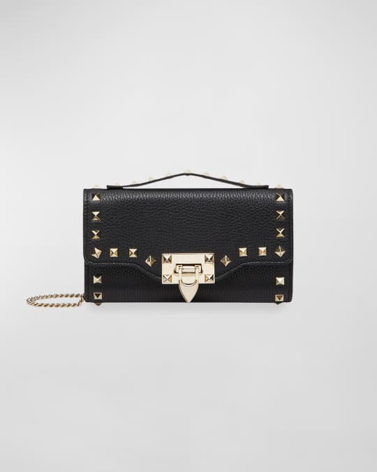 Rockstud Leather Wallet on Chain
