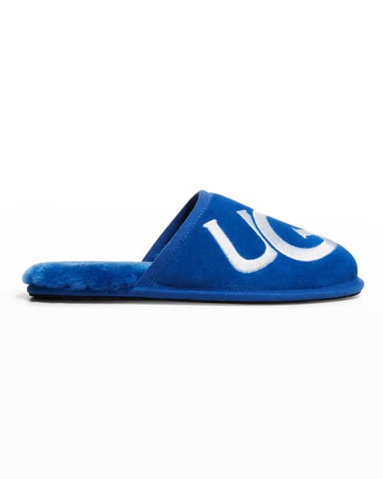 UGG Men's Scuff Logo Suede/Sheepskin Slippers | Neiman Marcus