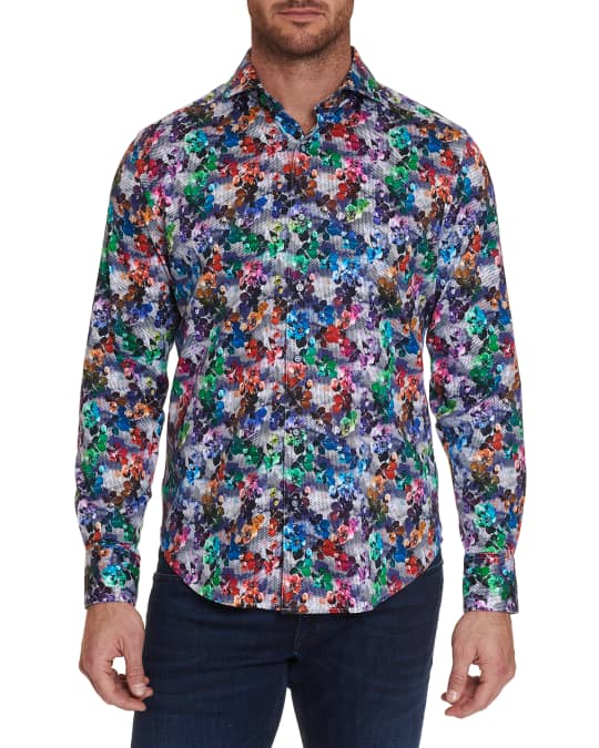 Robert Graham Men's Pixelated Floral Sport Shirt | Neiman Marcus