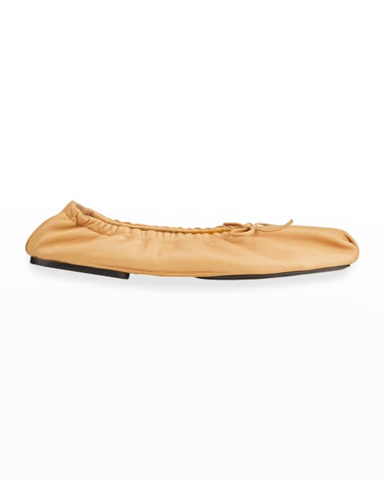 Khaite Ashland Square Toe Leather Ballerina Flats Neiman Marcus