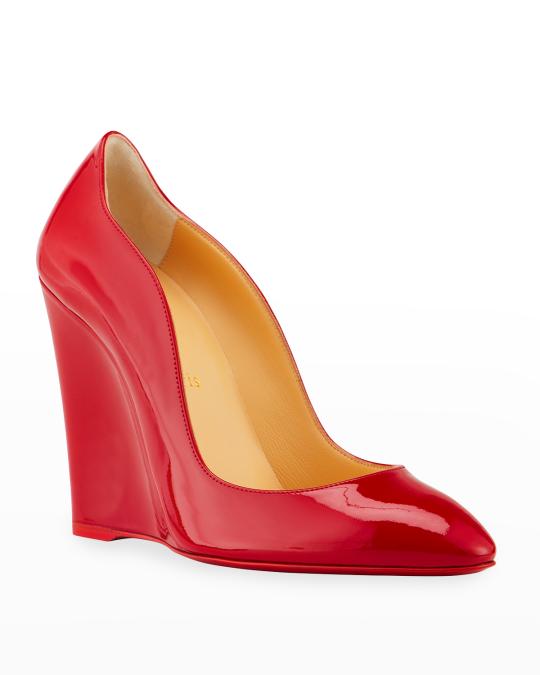 Christian Louboutin Tanja 100 Patent Red Sole Wedge Pumps | Neiman Marcus