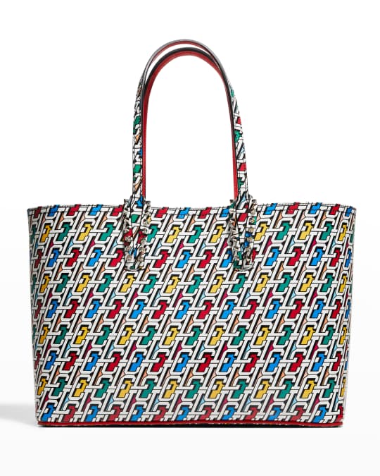 Christian Louboutin Cabata Small Multicolor Logo Patent Tote Bag Pouch NEW  