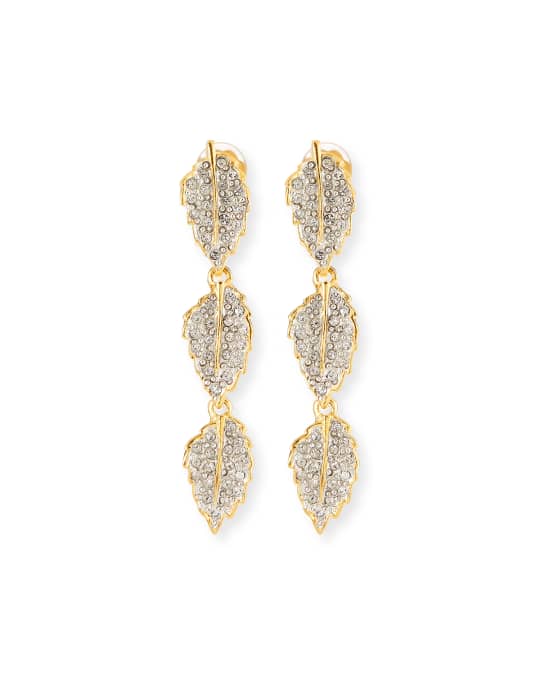 Rhinestone Leaves Clip Earrings