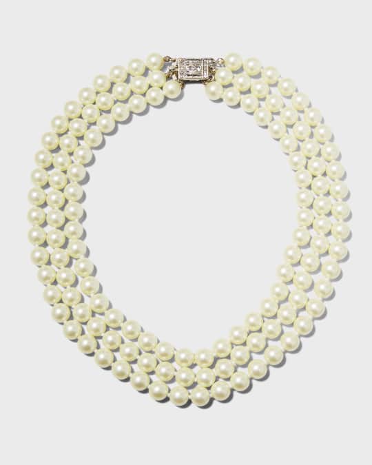 Deco 3-Row Pearly Necklace