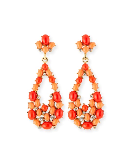 Teardrop Cabochon Earrings, Coral