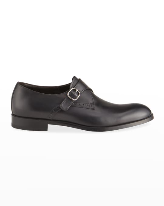 ZEGNA Men's Smooth Leather Single-Monk Slip-On Shoes | Neiman Marcus