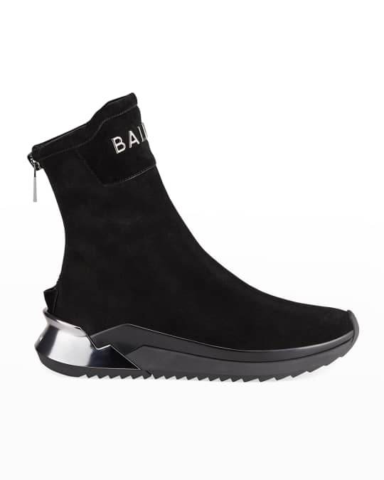 Balmain Men's B Glove Suede Zip High-Top Sneakers | Neiman Marcus