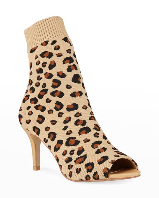 thumbnail image 2 of Zeberfi Women's Knit Peep-Toe Slingback Ankle Boots - Chunky Heel, Pointed Toe, Slip-On Casual Booties 2 of 11