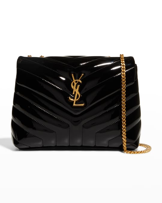 Saint Laurent Loulou Small Monogram YSL Varnish V Flap Shoulder Bag Neiman Marcus