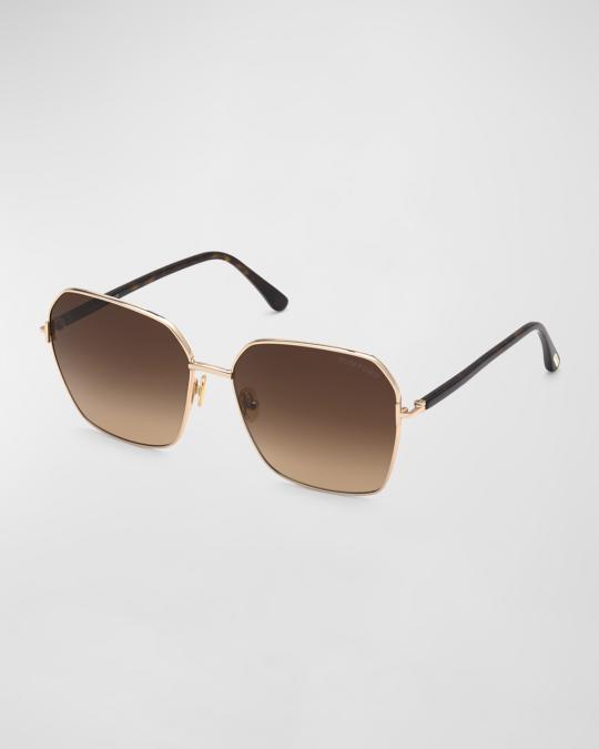 TOM FORD Claudia Geometric Metal/Acetate Sunglasses | Neiman  display picture 2