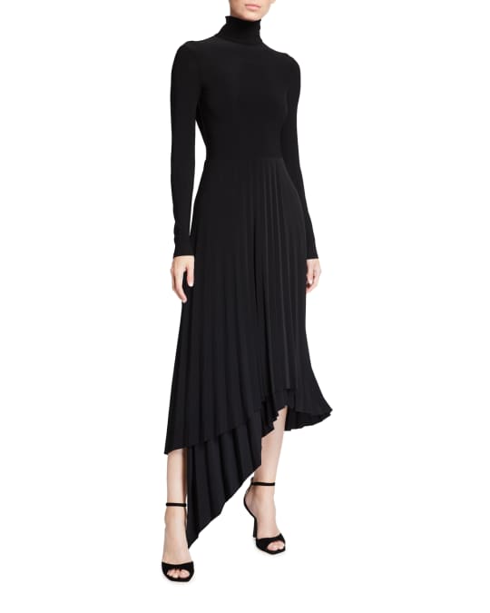 Halston Liv Pleated Jersey Midi Dress | Neiman Marcus