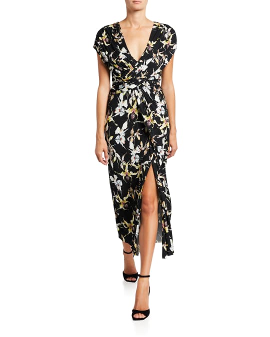 Jason Wu Collection Wild Orchid Ruched Jersey Midi Dress | Neiman Marcus