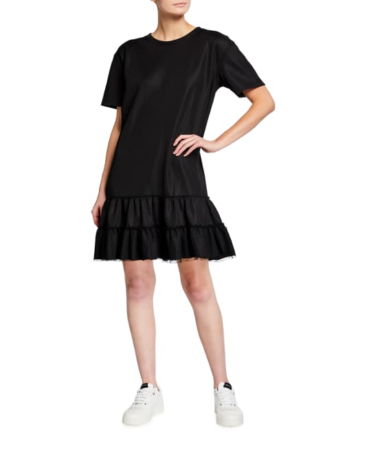 REDValentino ShortSleeve Jersey Dress with Ruffles Neiman Marcus