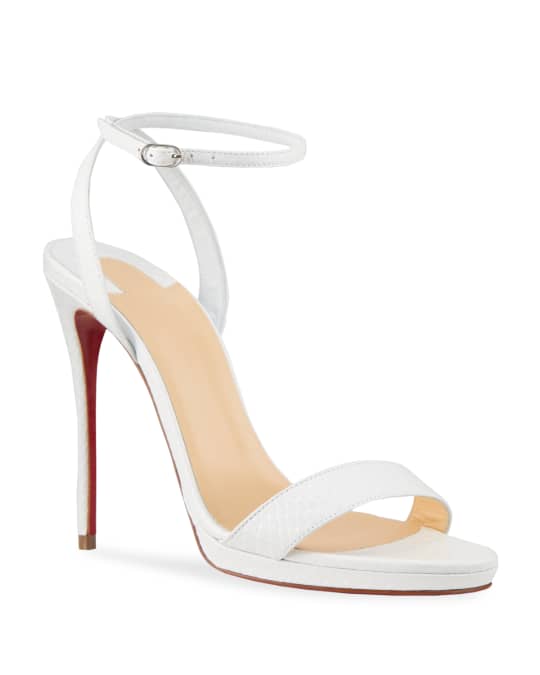 Christian Louboutin Loubi Queen Ankle Strap Sandal in Off White