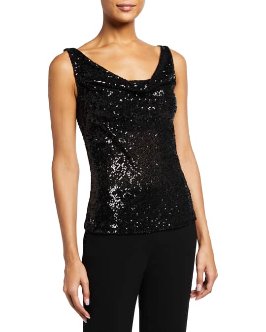 sequin cowl neck