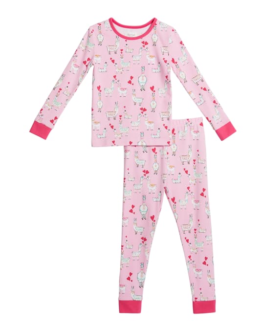 Girl's Llama Love Two-Piece Pajama Set, Size 2-12