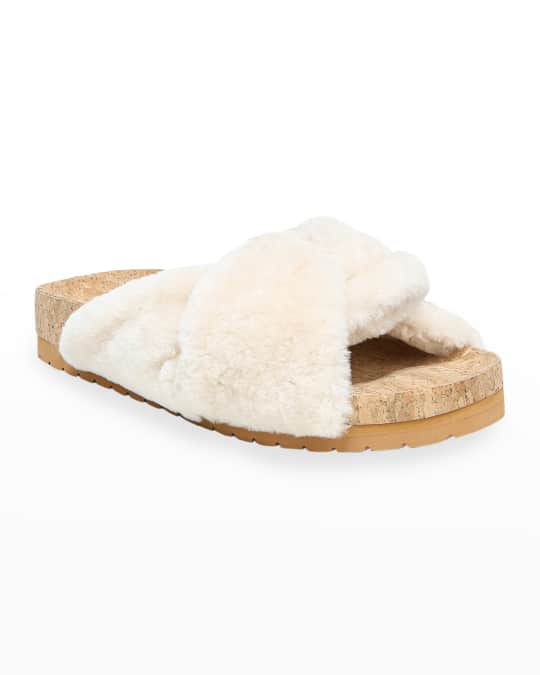 Vince shearling slide sandals cheap