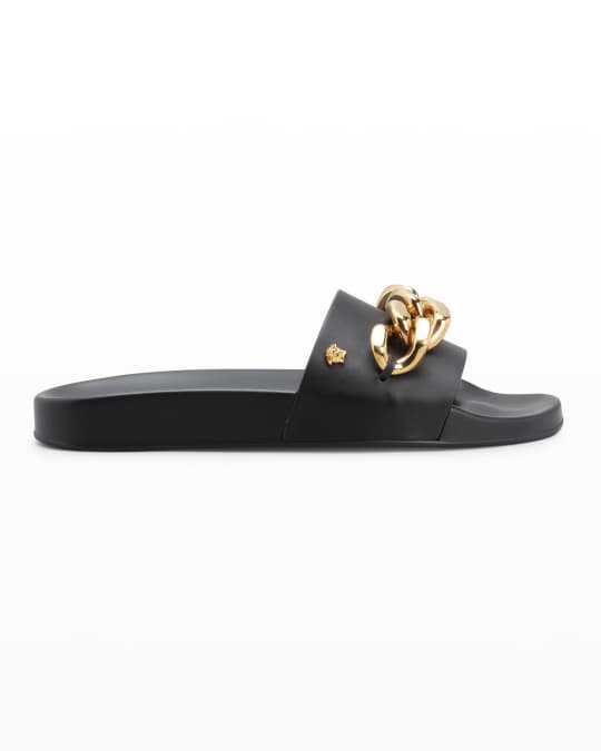 Versace Medusa Chain Pool Slide Sandals | Neiman Marcus