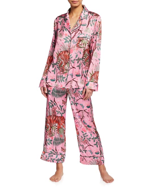 Karen Mabon Tiger Blossom Wide-Leg Pajama Set | Neiman Marcus