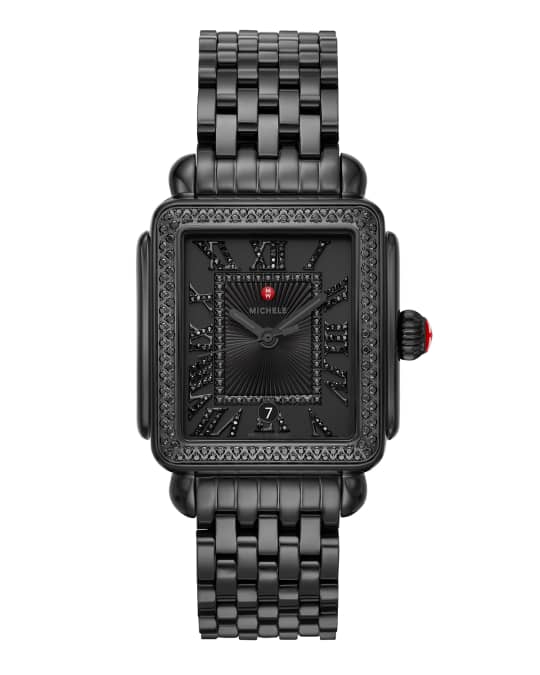Michele deco 2025 black diamond watch