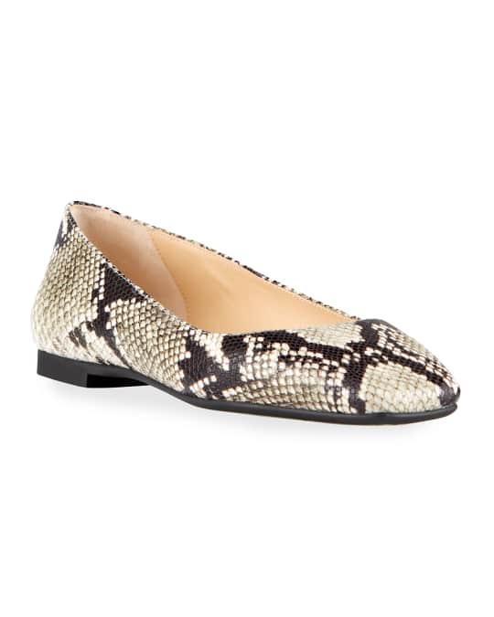 snake print pointed flats