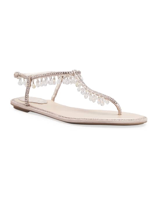 Rene Caovilla Chandelier Crystal Flat Thong Sandals | Neiman Marcus