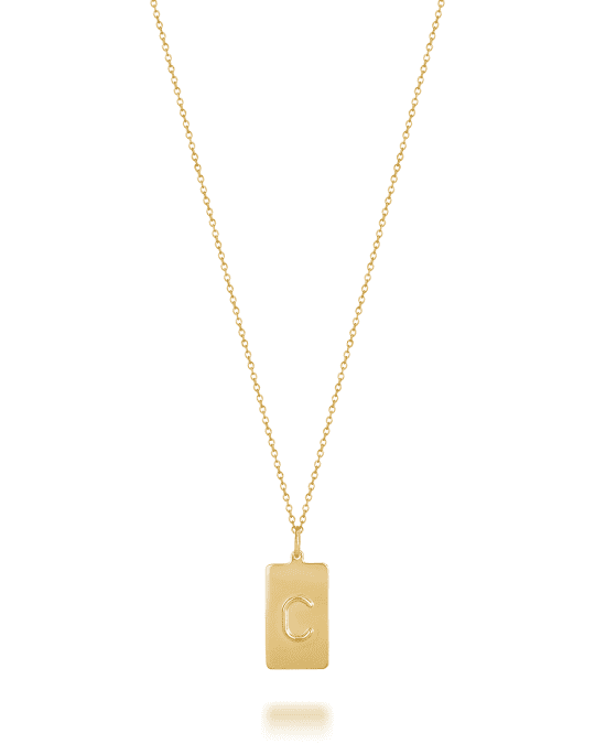 Kari 14K Gold Dog Tag Initial Medallion Necklace