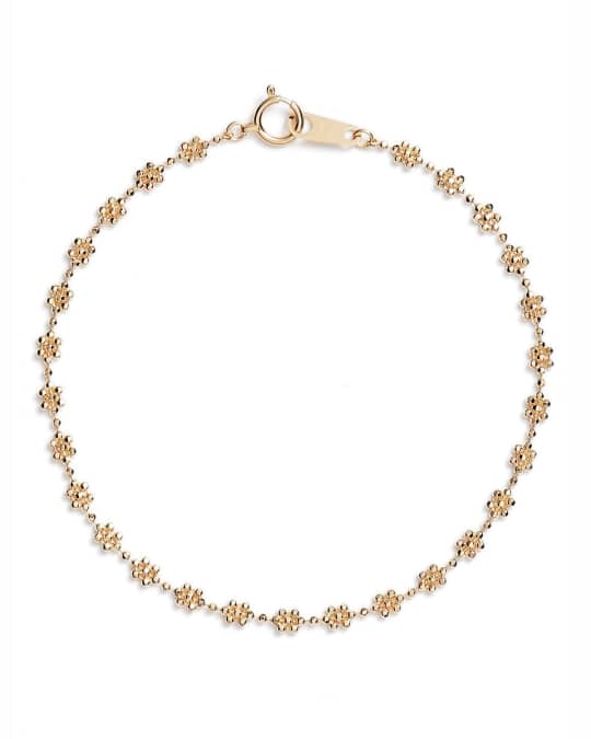 18k Gold Flower Beaded Bracelet