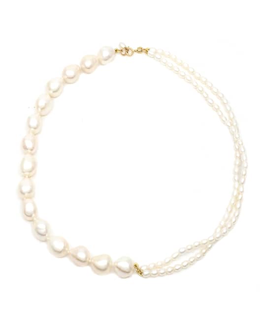 POPPY FINCH 14k Gold Mixed Pearl Double Strand Necklace | Neiman Marcus
