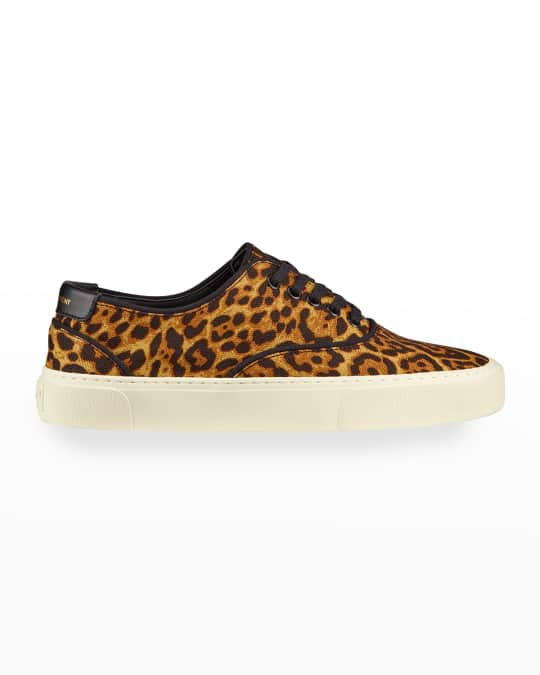 Saint Laurent Venice Leopard-Print Canvas Sneakers | Neiman Marcus