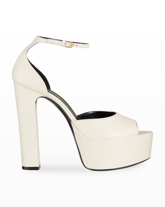 Saint Laurent Jodie Lambskin Platform Sandals | Neiman Marcus