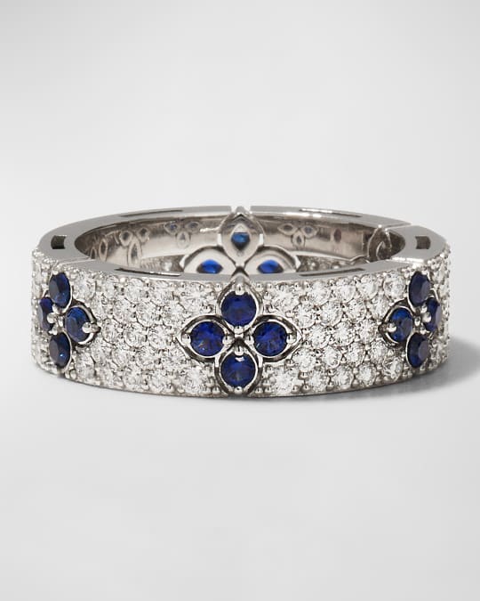Love in Verona 18k White Gold Diamond and Blue Sapphire Ring