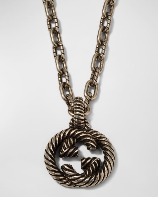 Gucci Interlocking G Necklace in Aged Silver Neiman Marcus