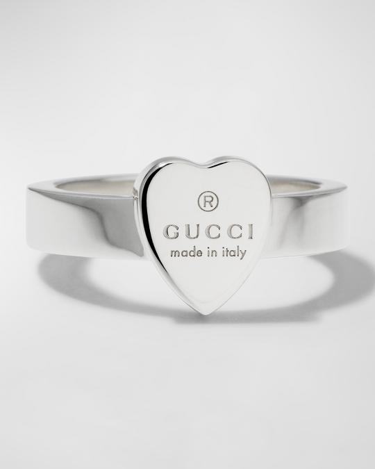 Gucci Trademark Ring 5mm 18号 Gucci Engraved Heart Trademark Ring | Neiman Marcus