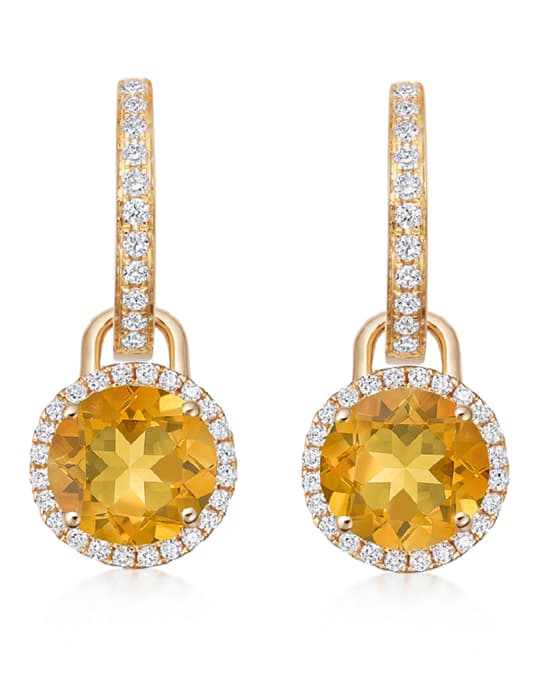 Grace 18k Yellow Gold Citrine Diamond Drop Earrings
