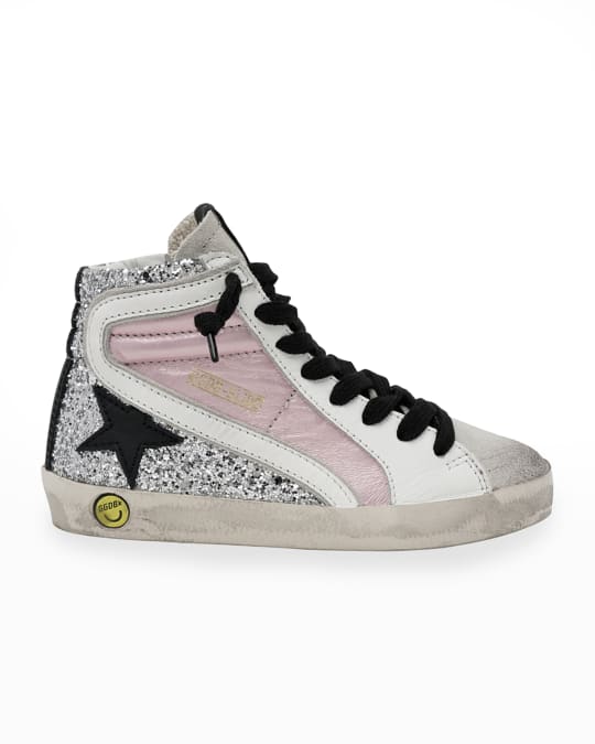 Golden Goose Slide Laminated Leather & Glitter High-Top Sneakers, Baby ...