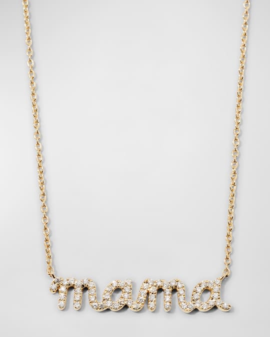 14k Diamond Mama Script Necklace