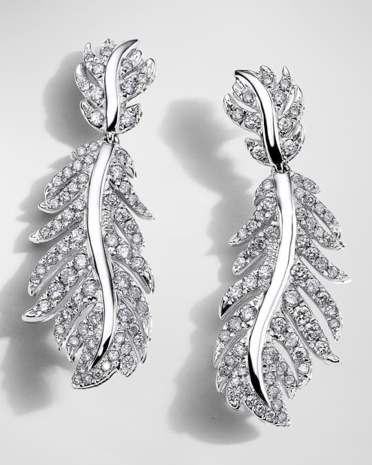 Phoenix 18k White Gold Diamond Wavy Earrings