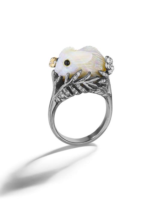 Mimi So Wonderland Opal Bunny Ring with Diamonds, Size 6 | Neiman Marcus