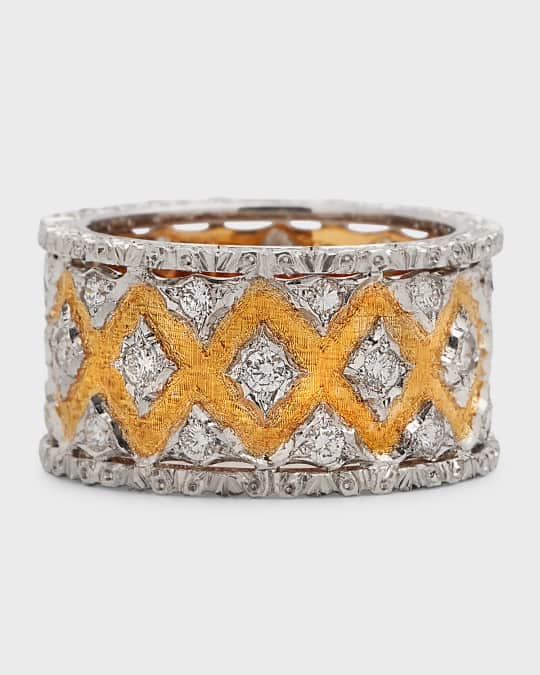 Buccellati 18K Yellow and White Gold Eternity Band with Round Brilliant ...
