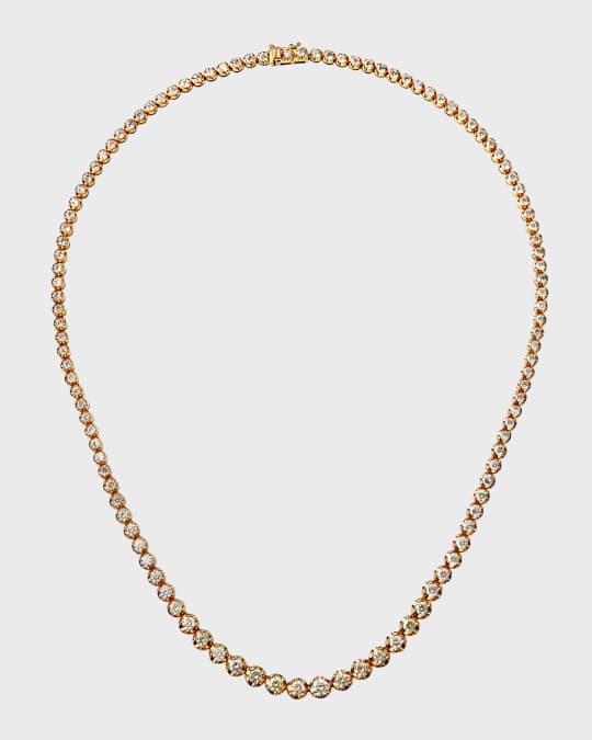 14k Yellow Gold Graduated Diamond Tennis Necklace