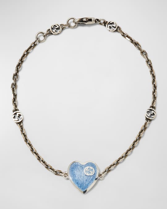 Sterling Silver Heart Bracelet With Interlocking G