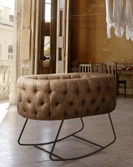 Aristot Tufted Leather Bassinet w Dondolo Rocking Base Neiman Marcus