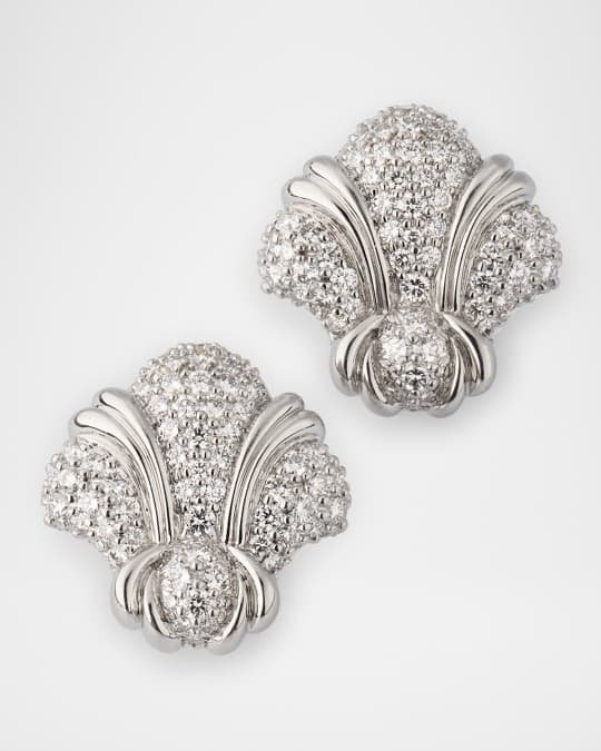 Estate 18K White Gold and Platinum Clip-On Diamond Earrings