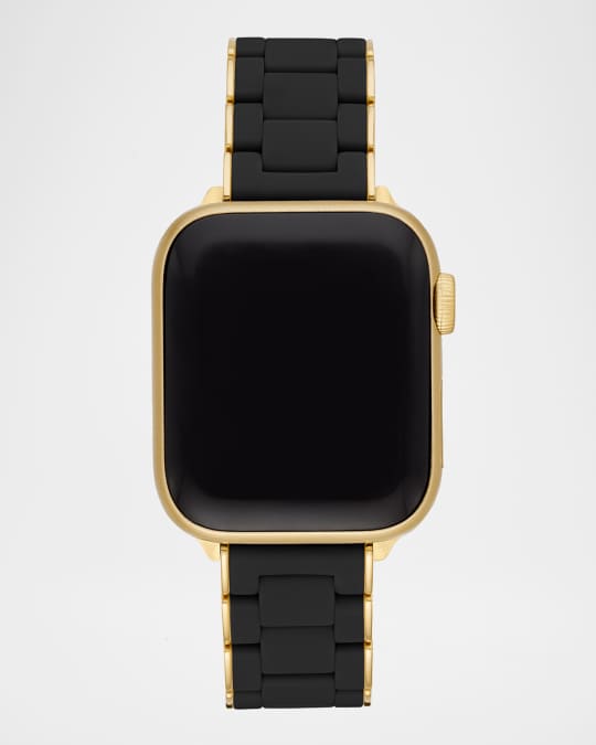 38/40mm Silicone-Wrapped Bracelet Band for Apple Watch, Black/Gold