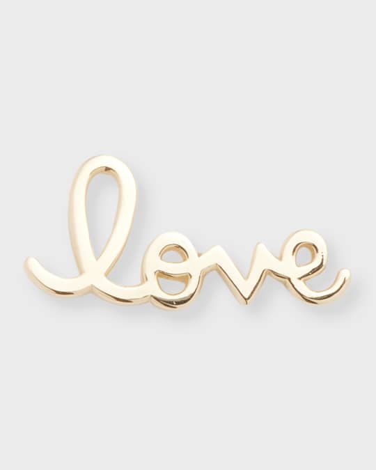 Sydney Evan 14k Love Script Earring, Single | Neiman Marcus